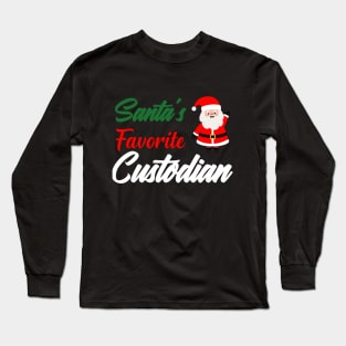 Santa's Favorite Custodian Family Christmas shirt Long Sleeve T-Shirt